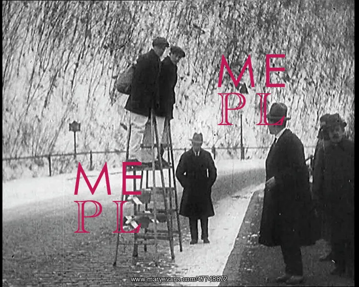 : Two Male Civilians Walking On Step Ladders : Two Male Civilians Walking On Step Ladders