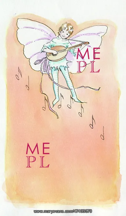 : Male fairy playing the mandolin : Male fairy playing the mandolin
