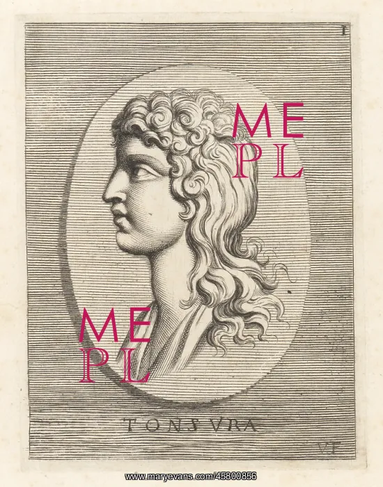 : Male head with Theseus cut, a classical hairstyle or tonsure : Male head with Theseus cut, a classical hairstyle or tonsure