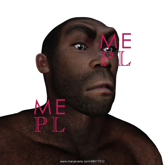  : Male homo erectus angry portrait