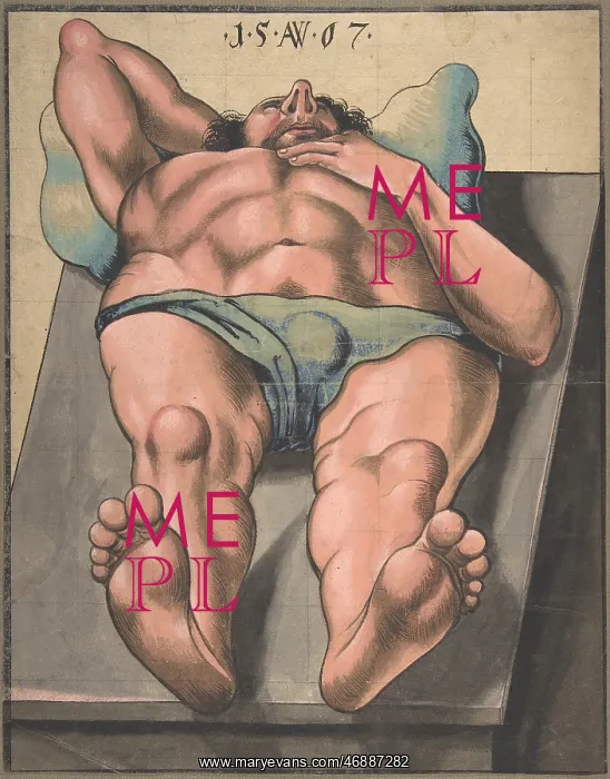 : Male Nude Lying on a Table, 1567 (?), Brush and : Male Nude Lying on a Table, 1567 (?), Brush and
