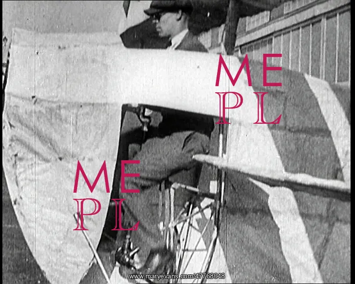 : A Male Pilot Peddling An Early Seven Winged Plane : A Male Pilot Peddling An Early Seven Winged Plane