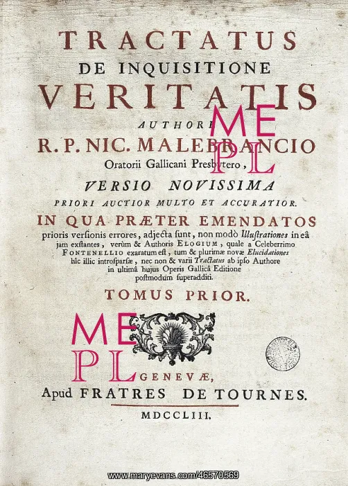 : MALEBRANCHE, Nicolas de (1638-1715). Disciple : MALEBRANCHE, Nicolas de (1638-1715). Disciple