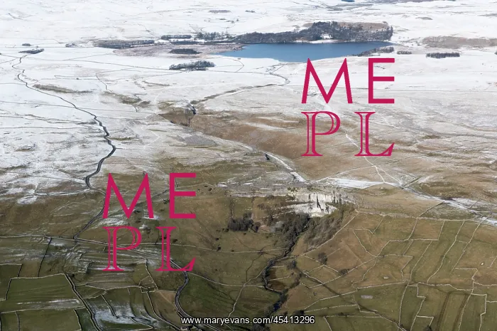: Malham Cove and Malham Tarn with a light dusting of snow : Malham Cove and Malham Tarn with a light dusting of snow
