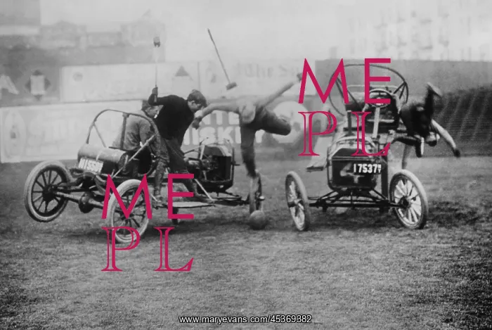 : Mallet men are thrown from the cars in an : Mallet men are thrown from the cars in an