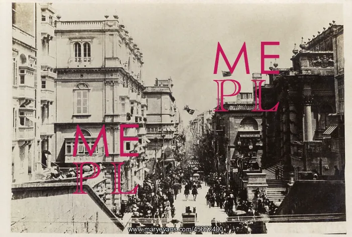 : Malta - Procession on Royal Street, Valletta - WWI era : Malta - Procession on Royal Street, Valletta - WWI era