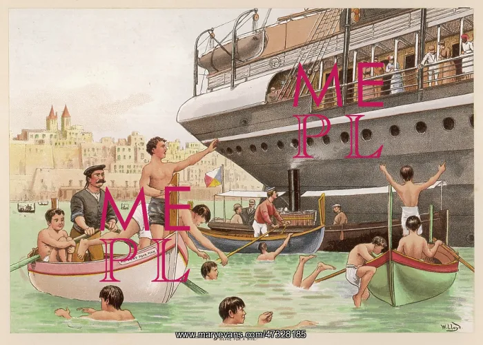 : Maltese Boys Dive - circa 1880 : Maltese Boys Dive - circa 1880