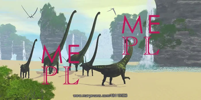 : A Mamenchisaurus dinosaur herd grazing along a lake : A Mamenchisaurus dinosaur herd grazing along a lake