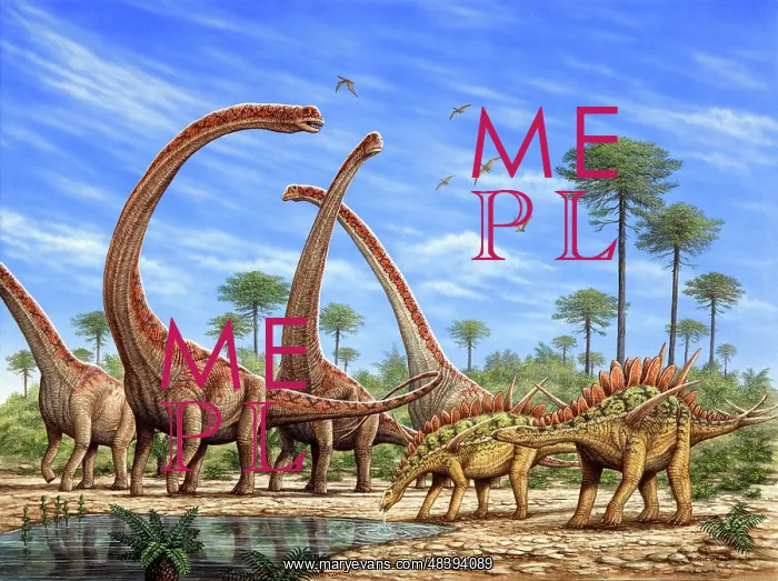: Mamenchisaurus herd and a pair of Huayangosaurus : Mamenchisaurus herd and a pair of Huayangosaurus