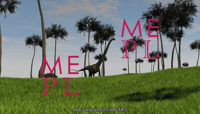 : Mamenchisaurus walking across a grassy field : Mamenchisaurus walking across a grassy field