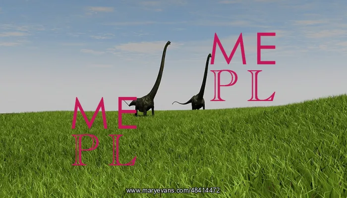 : Two Mamenchisaurus walking across a grassy field : Two Mamenchisaurus walking across a grassy field