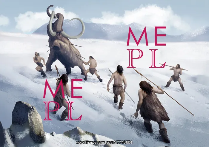 : Mammoth hunt, Stone Age in Kazakhstan area : Mammoth hunt, Stone Age in Kazakhstan area