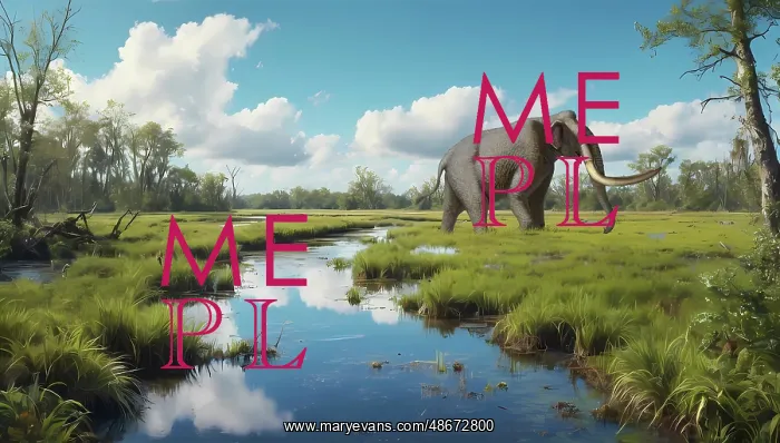 : Mammuthus meridionalis roaming the wetlands of : Mammuthus meridionalis roaming the wetlands of