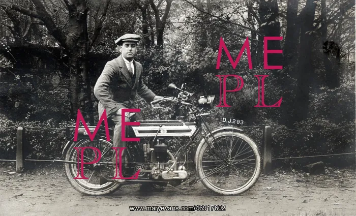 : Man on a 1911 Triumph motorcycle : Man on a 1911 Triumph motorcycle