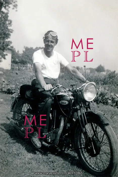 : Man on 1936 BSA motorcycle : Man on 1936 BSA motorcycle