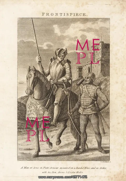 : A Man at Arms in plate armour and an Archer : A Man at Arms in plate armour and an Archer