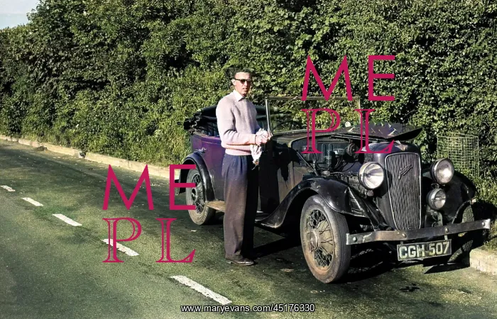 : Man with his Austin car : Man with his Austin car
