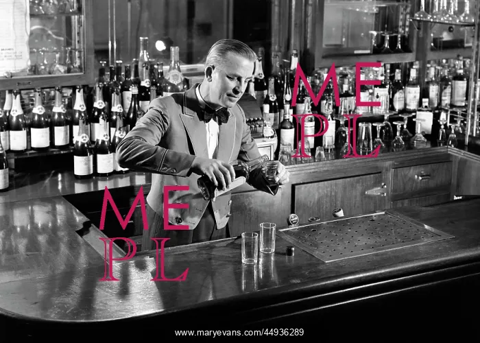 : Man Bartender Behind Bar Pouring a Shot Mixing : Man Bartender Behind Bar Pouring a Shot Mixing