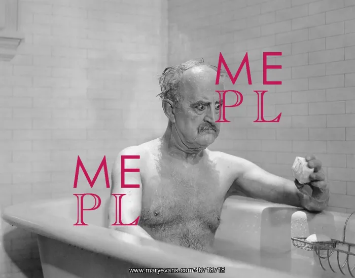  : Man in bathtub glaring at soap