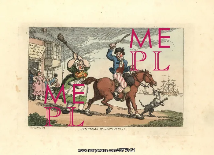: Man beating a stubborn horse with a cudgel, while : Man beating a stubborn horse with a cudgel, while