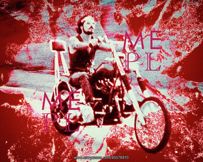 : Man Biker Riding Motorcycle Solarization Graphic : Man Biker Riding Motorcycle Solarization Graphic