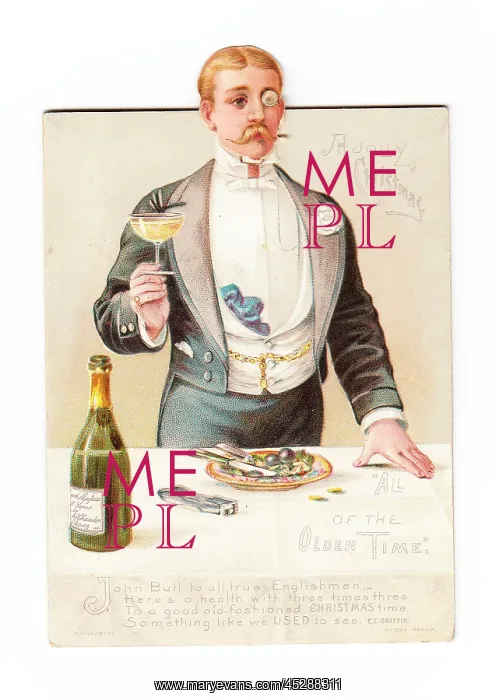  : Man with champagne on a movable Christmas card