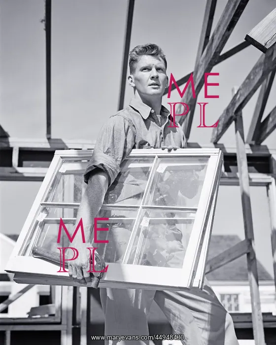 : Man Construction Worker Carpenter Glazier on House : Man Construction Worker Carpenter Glazier on House