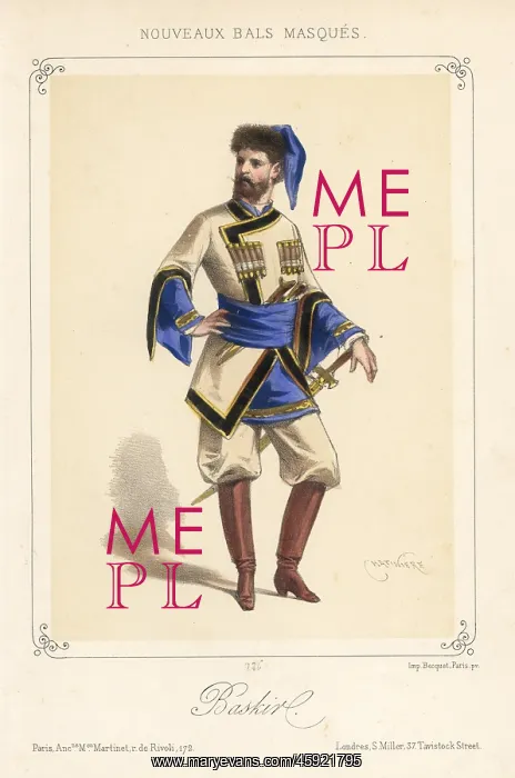 : Man in costume as a Bashkir (Baskir) for a masquerade ball : Man in costume as a Bashkir (Baskir) for a masquerade ball