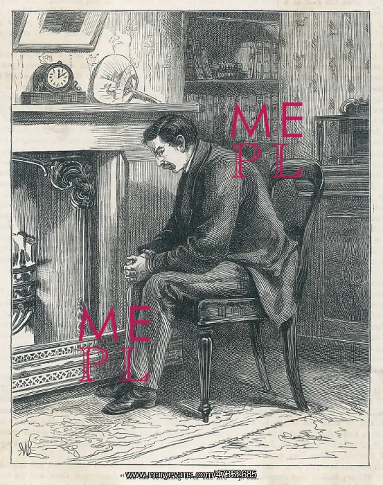 : MAN COWERING BY FIRESIDE : MAN COWERING BY FIRESIDE