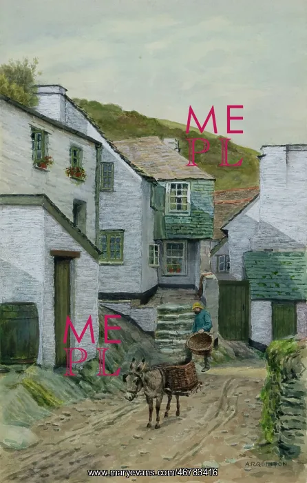 : Man and donkey in Polperro, Cornwall : Man and donkey in Polperro, Cornwall