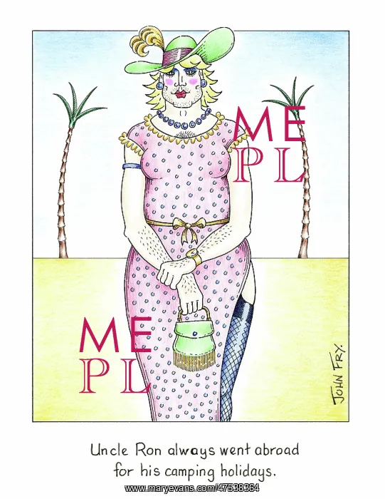 : Man dressed as a woman with palm trees : Man dressed as a woman with palm trees