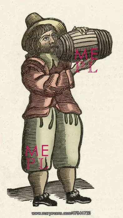 : Man drinking from a barrel : Man drinking from a barrel