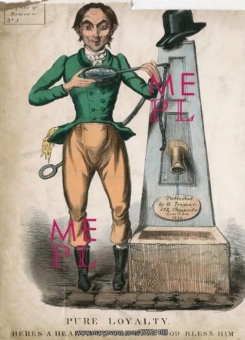 : Man at drinking fountain 1830 : Man at drinking fountain 1830