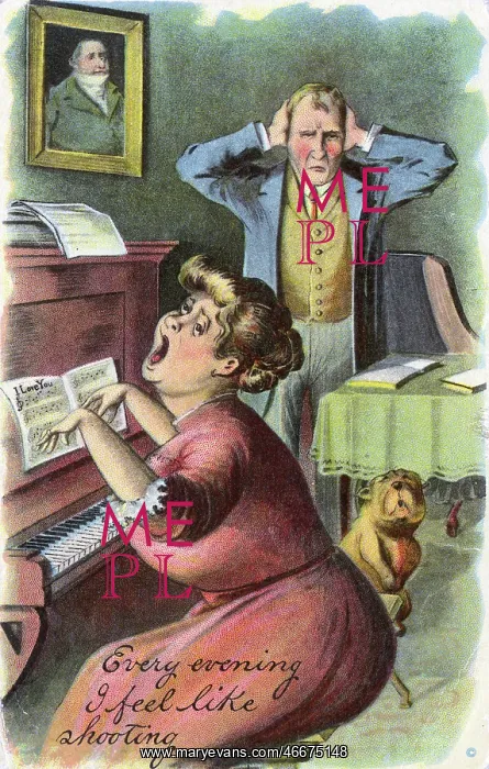 : Man at the end of his tether with piano-playing singing wife : Man at the end of his tether with piano-playing singing wife