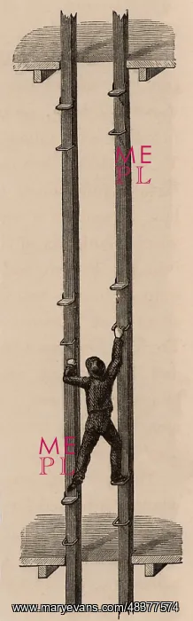 : Man-engine or movable ladder adopted in Cornish mines. 1888 : Man-engine or movable ladder adopted in Cornish mines. 1888