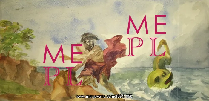  : Man escaping a sea monster