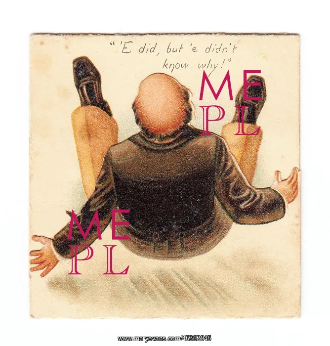 : Man falling over on a greetings card : Man falling over on a greetings card