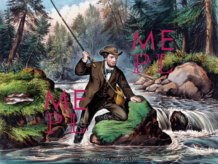  : A man fishing in a river