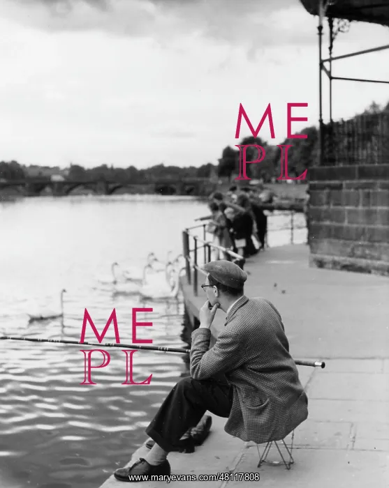 : Man fishing in a river : Man fishing in a river