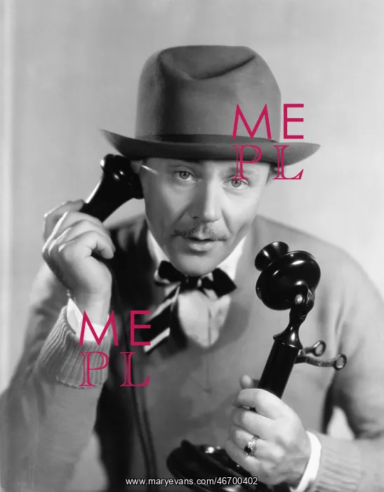 : Man in a hat talking on the telephone : Man in a hat talking on the telephone