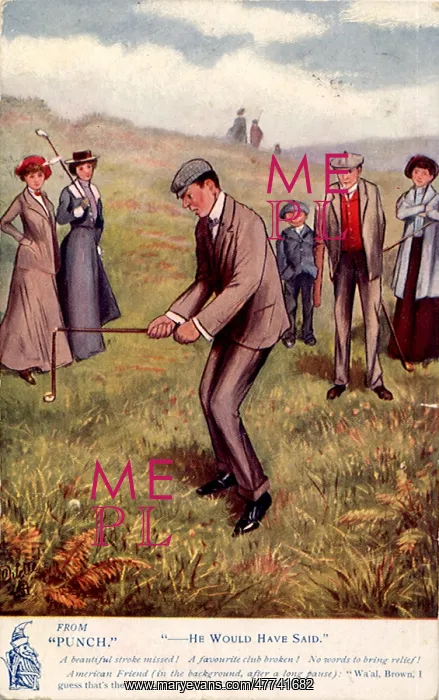  : Man Holds Broken Golf Club in Astonishment
