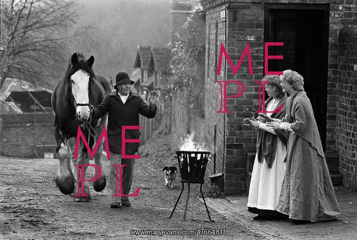 : Man with horse, Blists Hill, Ironbridge, Shropshire, England : Man with horse, Blists Hill, Ironbridge, Shropshire, England