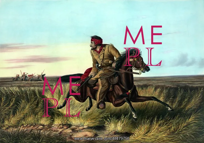 : A man on a horse in the middle of prairie with : A man on a horse in the middle of prairie with