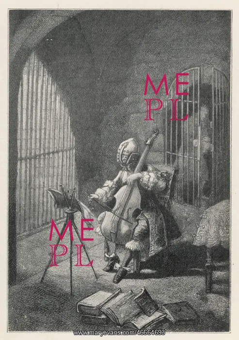 : Man in the Iron Mask, playing the cello in prison : Man in the Iron Mask, playing the cello in prison