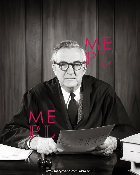 : Serious Man Judge Seated Wearing Robe with Gavel : Serious Man Judge Seated Wearing Robe with Gavel