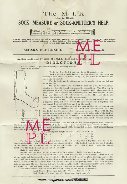 : Man in Khaki - instructions for knitting socks, WW1 : Man in Khaki - instructions for knitting socks, WW1
