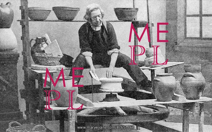 : Man making pottery, Quimper, Brittany, Northern France : Man making pottery, Quimper, Brittany, Northern France