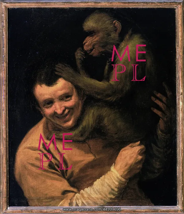  : Man with a Monkey, painting