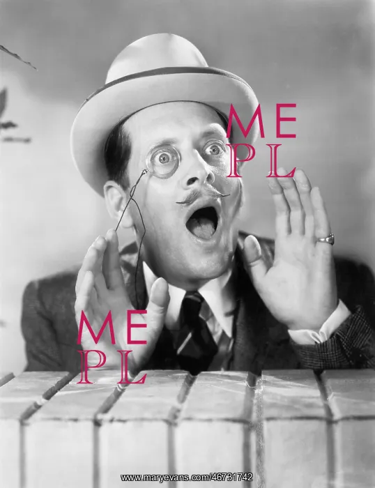 : Man with a monocle looking surprised : Man with a monocle looking surprised