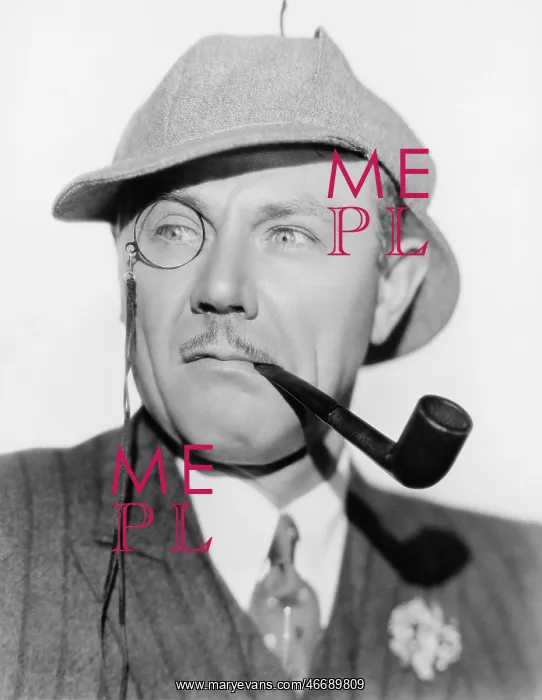 : Man with a monocle, pipe and a deerstalker hat : Man with a monocle, pipe and a deerstalker hat